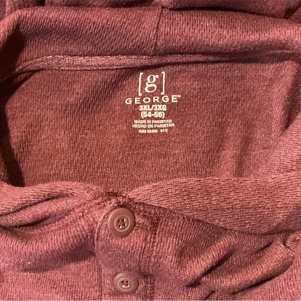 MENS GEORGE BURGANDY HOODIE IN SIZE 3X VERY GENTLY WORN - Picture 3 of 3